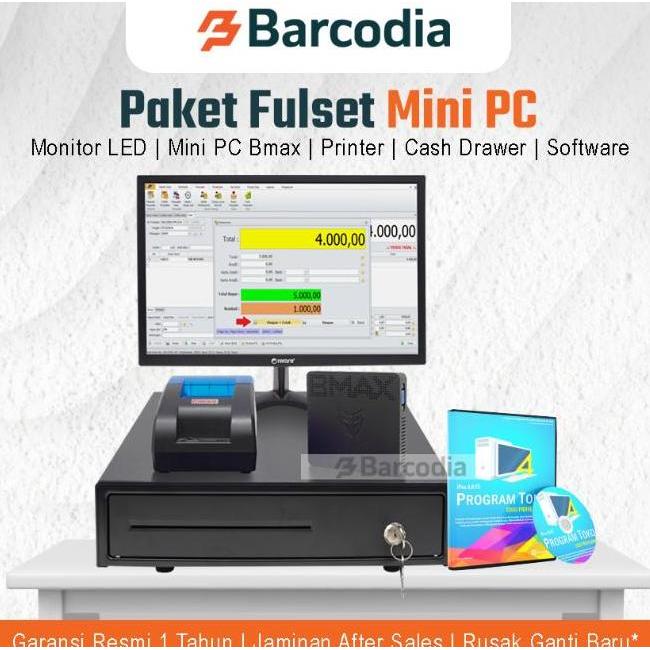 Promo Paket Alat Mesin Kasir Full Set Printer Bluetooth - Cash Drawer - Mini Pc - Led Monitor - Soft