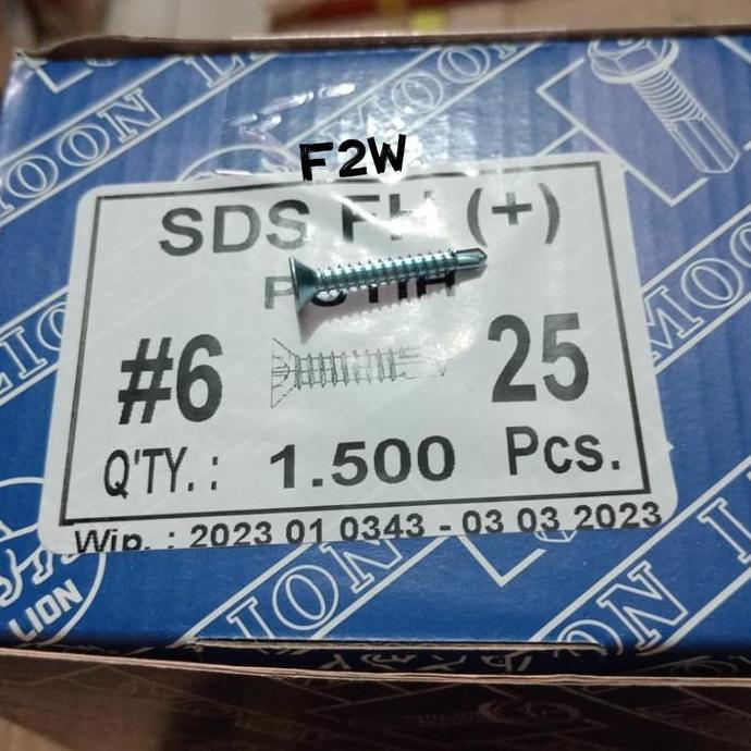 Murah #6X25 Sekrup Sds Fh (+) Putih 6X25 Moon Lion Skrup Roofing Putih Sds #6X25 6X1"