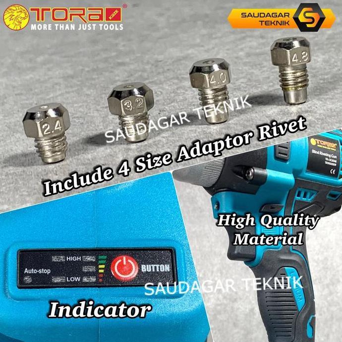 Grosir Cordless Rivet Gun Tora Mesin Bor Rivet Paku Keling Baterai Batre 20V Blind Riveting Gun Cord