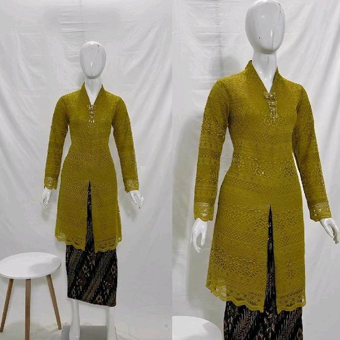 Satu Setel Kebaya Jumbo Tunik Brokat Busui Kerah Baju Kondangan Panjang Setelan Batik Wanita GM