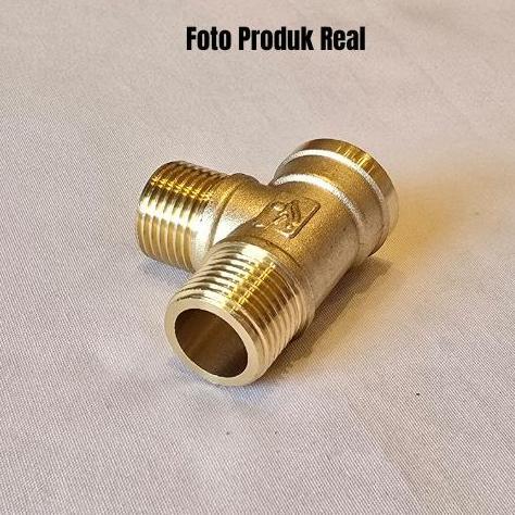 Teruss- Tee T Copper Shower Pipa Fitting Drat Luar Luar Dalam 1/2" Inch 110