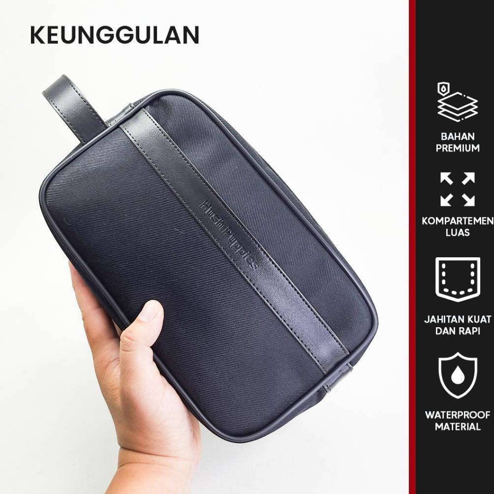TERBARU Tas Pouch Pria Hush Puppies 718 Hitam | Clutch Bag Travel Pria Waterproof Premium
