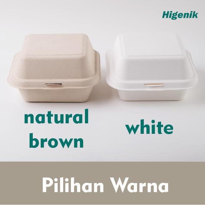 Tayoo- Bagasse Lunch Box 6 Inch 15X15Cm Material Sugarcane Eco Friendly / Serat Tebu / Cake Box Kore