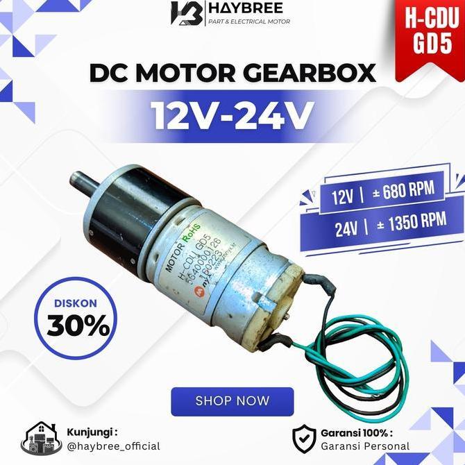 Hisanama3 - Dinamo DC Motor Gearbox 12V-24V Model H-CDU GD5 68Rpm - 135Rpm DC Geared Motor cocok unt