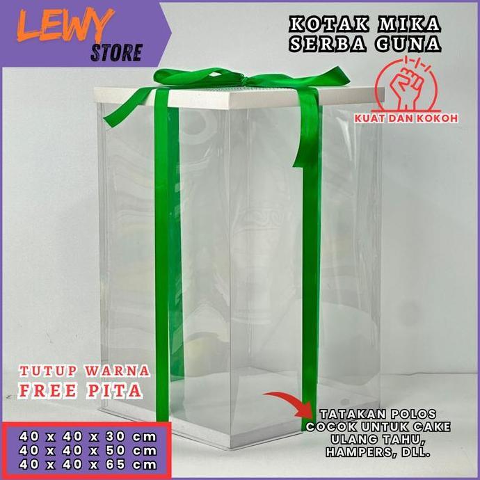 Tayoo- Cake Box Mika Dus Kue Kotak Kue 40X40 Cm Tutup Warna Dan Transparan Pet Kotak Jumbo Kotak Kad