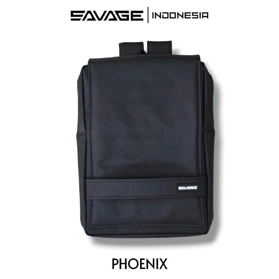 CUCI GUDANG SAVAGE PHOENIX Ransel Backpack Laptop Super Slim Pria Wanita Sekolah Kerja Kuliah Hitam