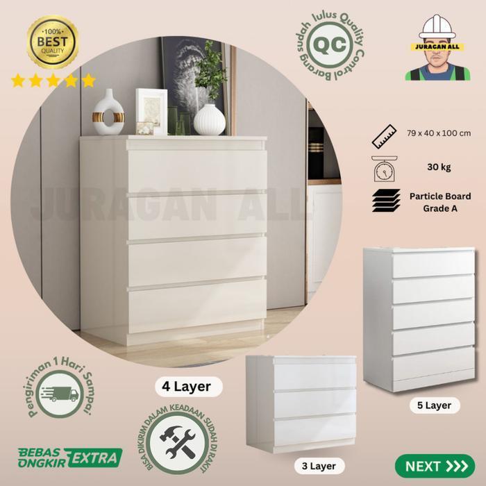 LEMARI LACI TINGKAT/LEMARI PAKAIAN SUSUN KAYU/LEMARI DRAWER-4 SUSUN