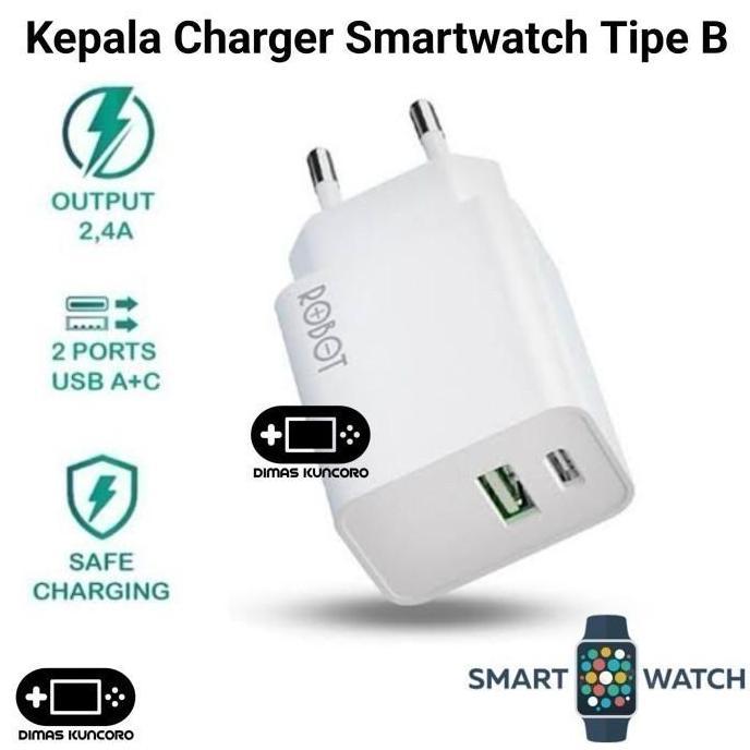 TERBARU|TERMURAH|BARU|PREMIUM|ORIGINAL|GARANSI|DISKON|PROMO KEPALA CHARGER SMARTWATCH TIPE B CHARGIN