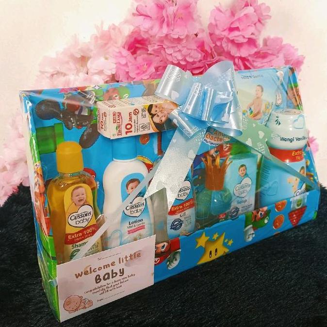 parcel kado bayi set box perlengkapan mandi bayi laki laki perempuan murah dan lengkap hampers baby 