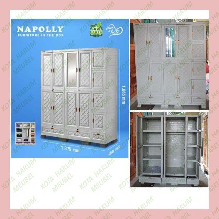 lemari baju pakaian cabinet plastik premium kualitas estetik jumbo besar napolly napoly 5 pintu 5p 1