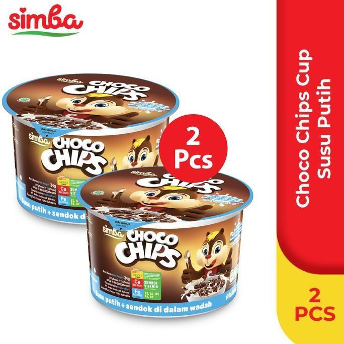 Eatstraight- Choco Chip Cereal Simba - 2 Cup Susu Putih 37Gr Hemat