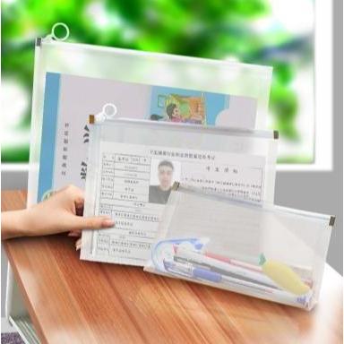 Ready Kantong Amplop Map Surat Plastik Transparan Ziplock Zipper Bag Dokumen HVS Buku