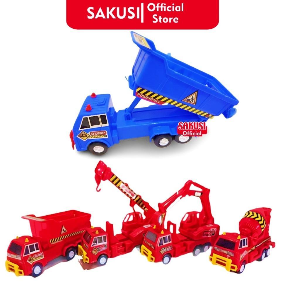 ORIGINAL SAKUSI MAINAN TRUK PROYEK KONSTRUKSI MOLEN/BEGO/DEREK/DUMP MINI LENGKAP