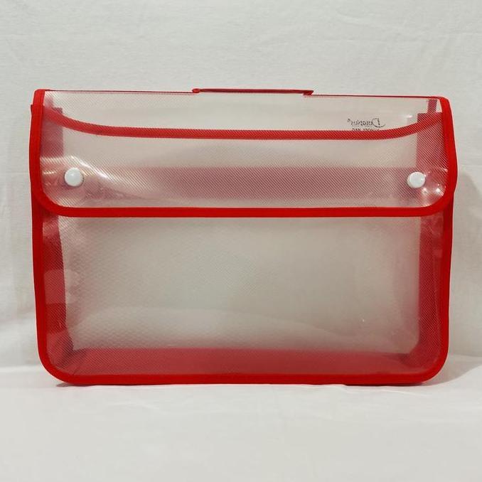 Ready ZIPPER BAG KANCING JALA / MAP PLASTIK KANCING JALA ( MERAH ) / 1 PCS