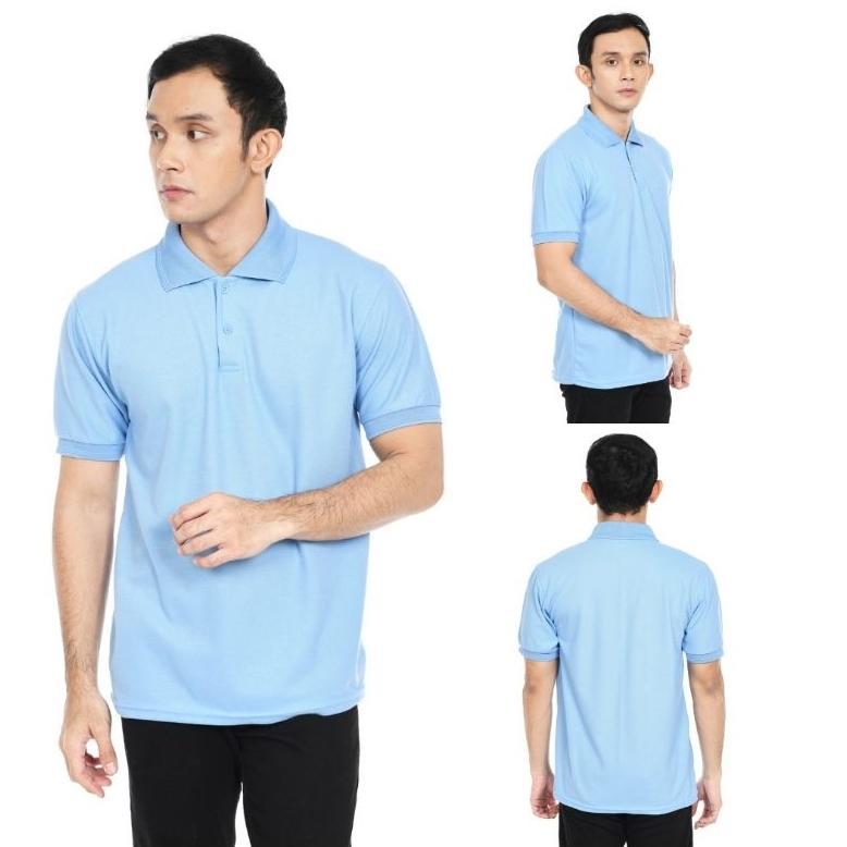 BEST SELLER Kaos polo shirt pria kerah polos biru langit / kaos Berkerah Seragaman