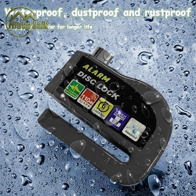 Gembok Motor Anti Maling Gembok Cakram Disc Lock Gembok Alarm Motor Pengaman Motor untuk Travelling