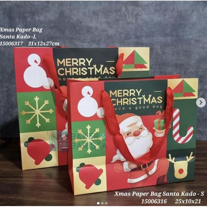$$$$] Xmas Paper Bag Santa Kado parsel paperbag natal xmas goodies import
