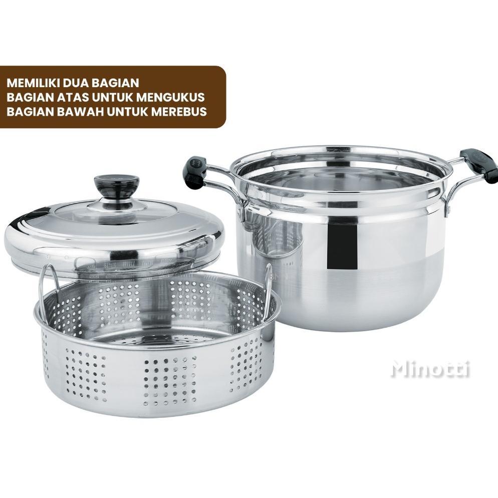 DISKON MINOTTI PANCI KUKUSAN TUTUP KACA UKURAN BESAR PANCI KUKUS 2 SUSUN PANCI KUKUS STAINLESS STEEL