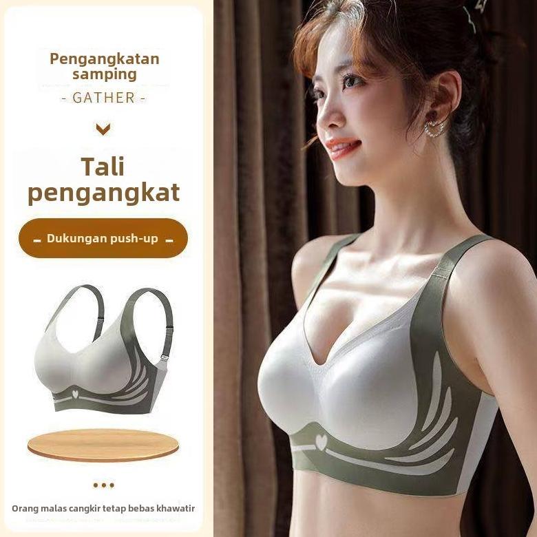 ready Thai Latex Padded Bra Women Seamless Non-wired Lace Vest-style Bra Top