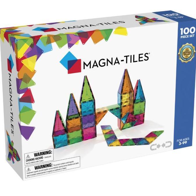 Magnatiles Clear Colors 100pcs Magnetic Building Tiles
