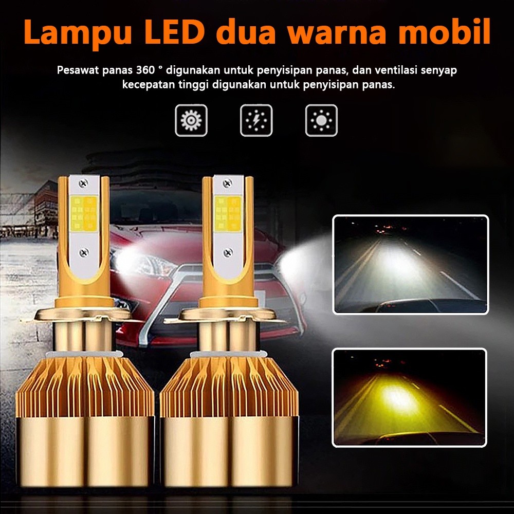 Lampu Led Mobil 2 Warna H4 H11 Hb3 9005 Hb4 9006 H7