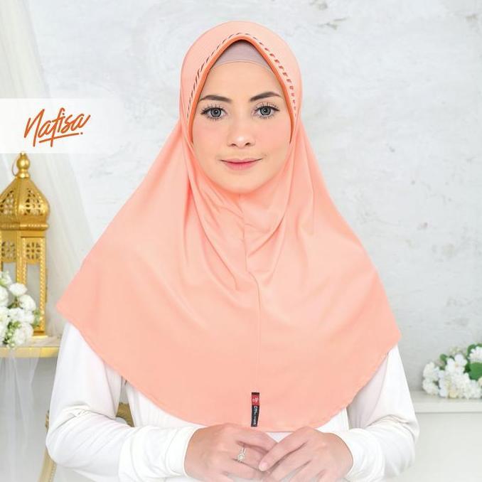 Nafisa Minang Bordir - Hijab Instan Kombinasi Bergo Bordir Cantik Nyaman Muslim Kerudung