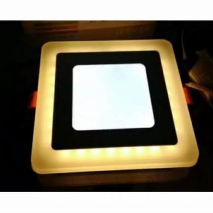 Lampu Downlight LED 2 Warna 3+3 Watt Bulat/Kotak/Biru/Kuning/Pink