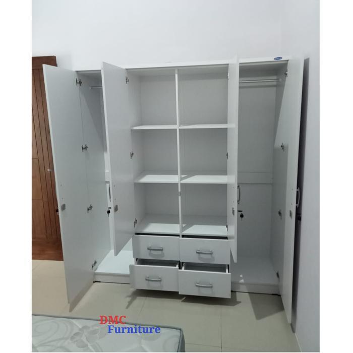 lemari 4 pintu putih lemari baju lemari pakain lemari murah putih