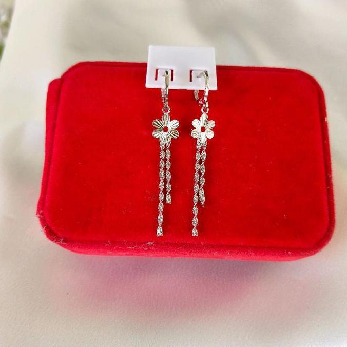 Schmiewen- Anting Jurai Panjang Silver Titanium Tidak Luntur Anti Gatal