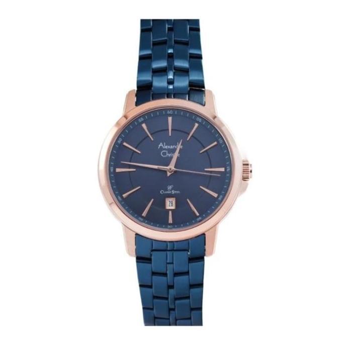 ALEXANDRE CHRISTIE AC8655 AC 8655 JAM TANGAN WANITA BLUE ROSEGOLD