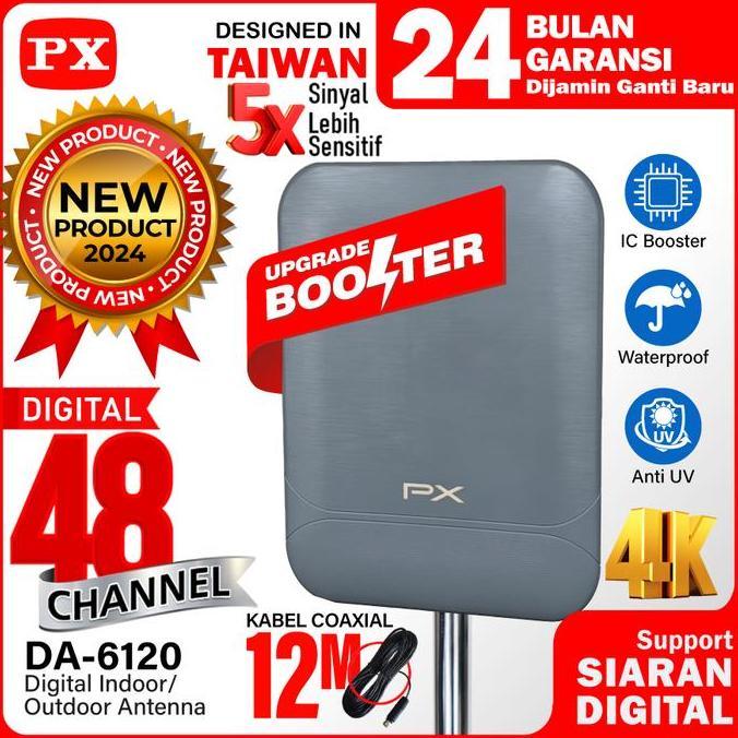 PRODUK FAVORIT - Antena TV Digital Indoor Outdoor DVT2 Antenna Booster 4K PX DA-6120