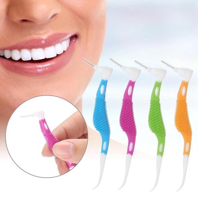 1 Box Mix 4 Size Interdental Brush 2in1 Sikat Gigi Ortho Behel Kawat