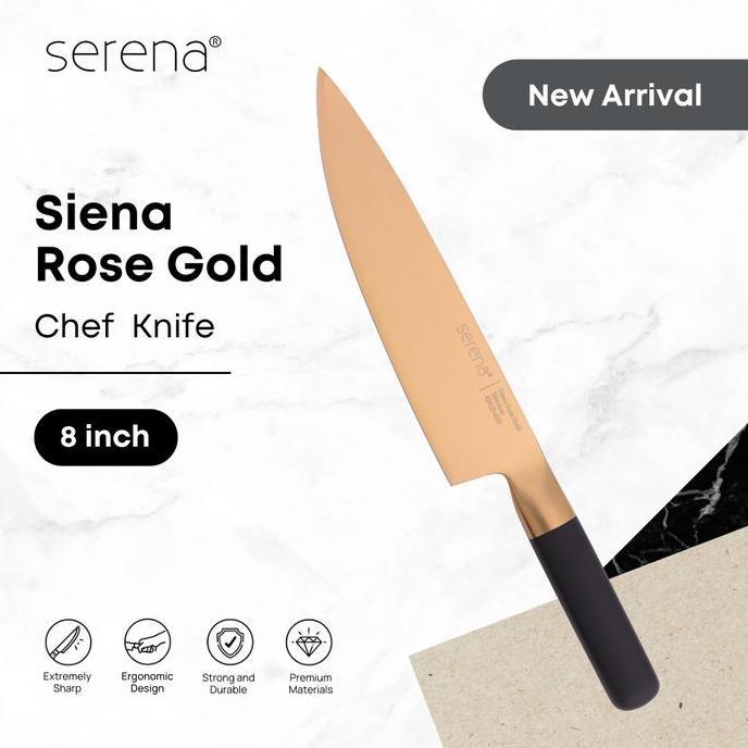 Pisau Dapur / Chef Knife Premium Titanium Serena Sienna Rose Gold - 8 inch