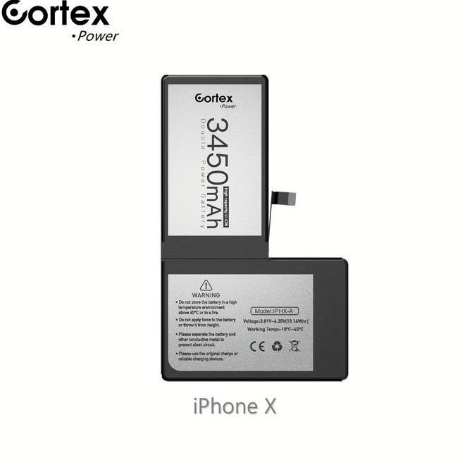 Cortex Power Baterai iPhone X / iPhone 10 Double Power IC High Capacity Batre Batrai Baterai Battery
