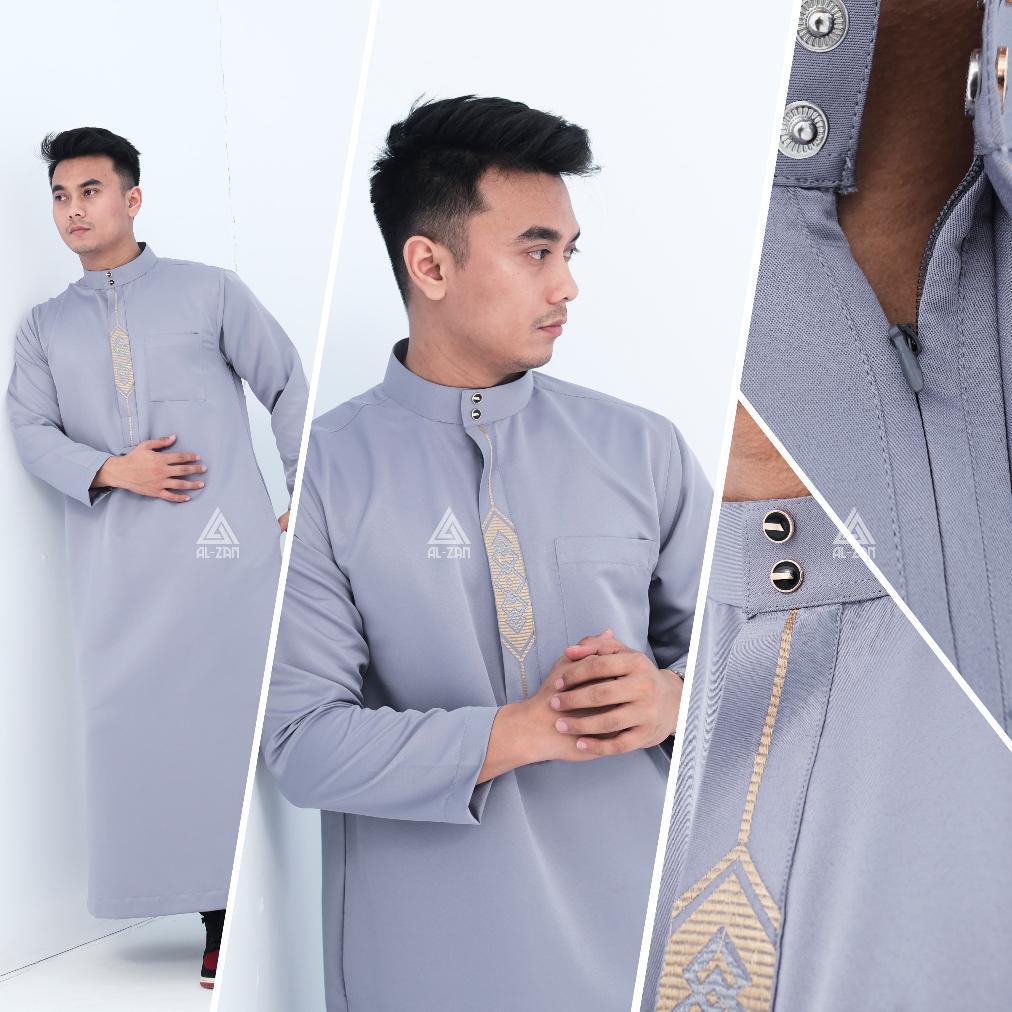 TERMURAH Jubah pria muslim gamis pria muslim lengan panjang bordir jubbah dewasa katun toyobo hitam 