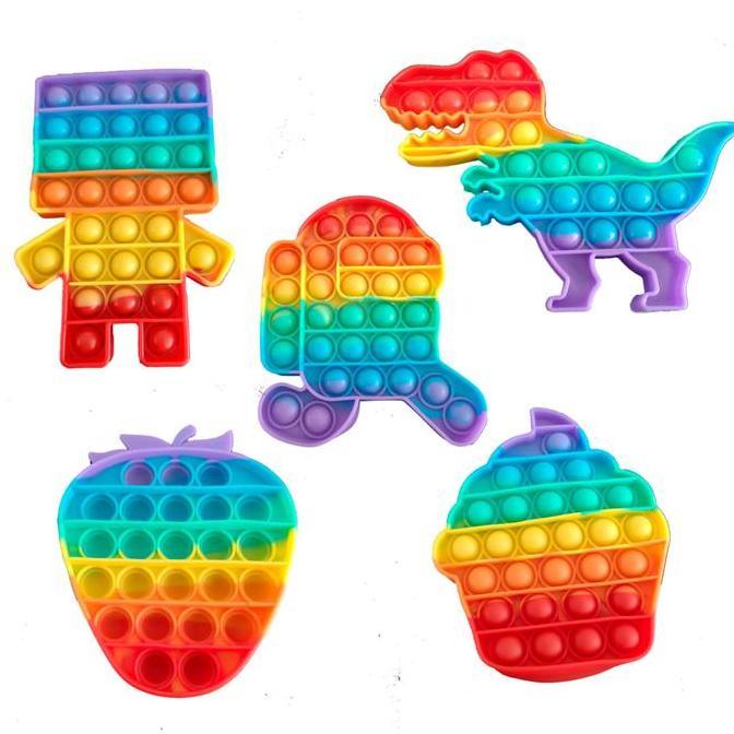 ZHOUCOZI Pop it rainbow mainan anak pop it karakter pop it fidget toys