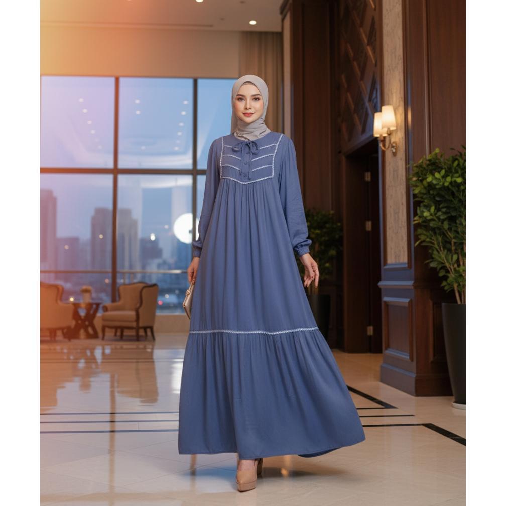 Grosir Zeeya Collection Zoya Gamis Dress Umroh Hitam Polos Rayon Twill Busui Friendly Size M L Xl & 