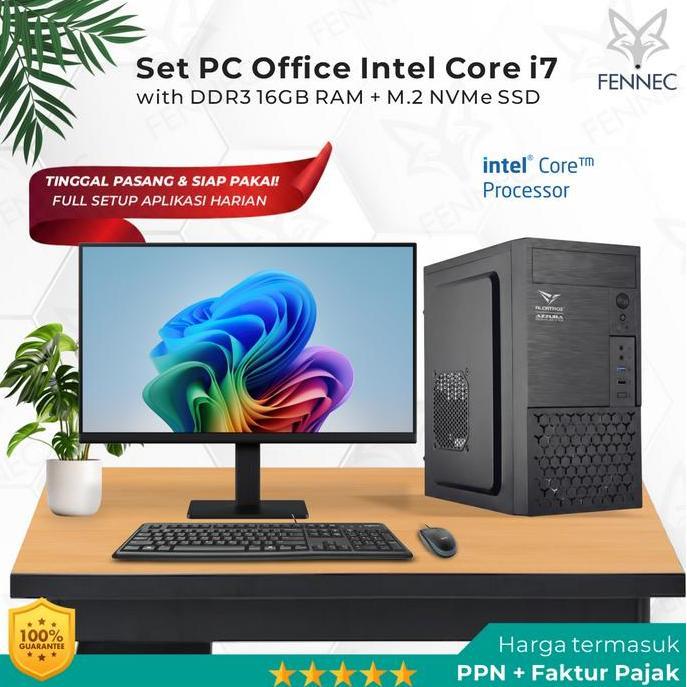 Set Pc Komputer Intel Core I7 Ram 16Gb Ssd Rakitan Office