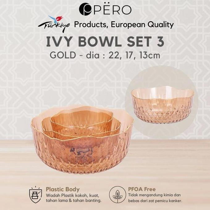 [KING KEVIN] PERO IVY BOWL SET OF 3 / WADAH PLASTIK SET OF 3