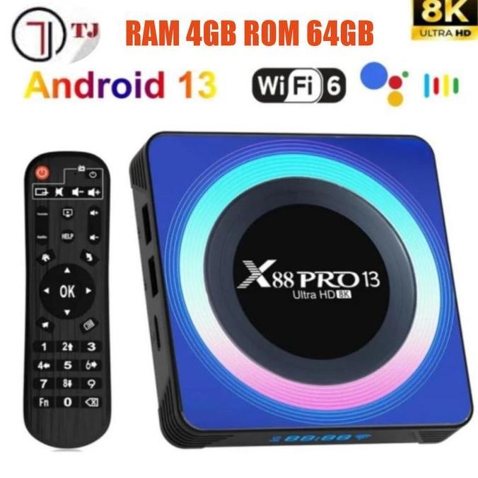 CUCI GUDANG - Tjbox Android Tv Box X88 Pro 13 4GB/64GB RK3528 Quad-Core Cortex-A53
