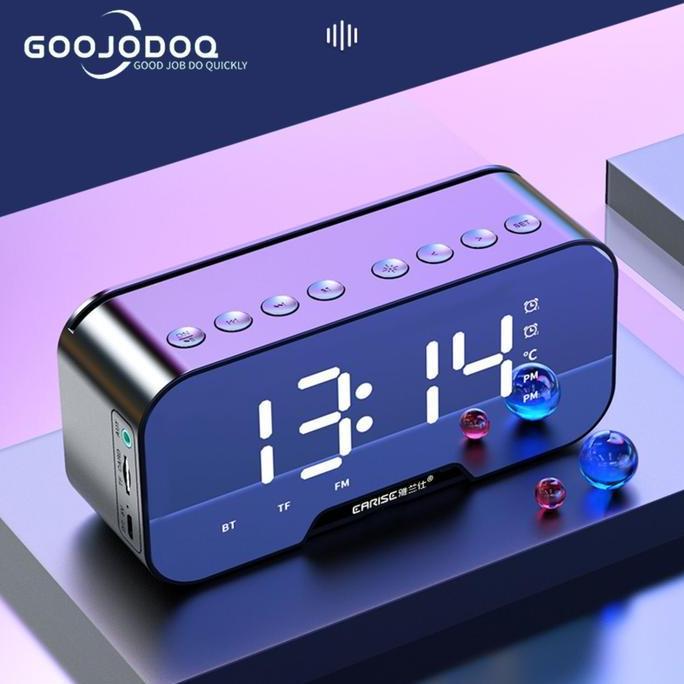 GOOJODOQ Speaker Jam Bluetooth Portable Dan FM Radio Wireless Bass Mini Stereo Original - LED Displa