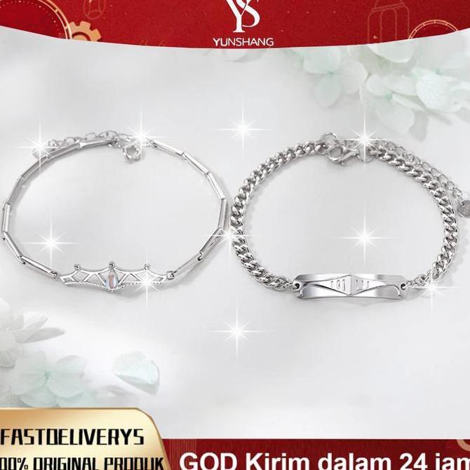 Warhan_pik - Gelang couple pacar gelang couple bestie 2 gelang couple silver asli gelang couple silv