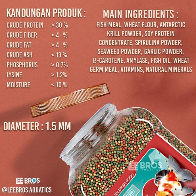 Altx- Pakan Ikan Koki Premium / Pelet Ikan Koki 1.5 Mm Spirulina + Growth