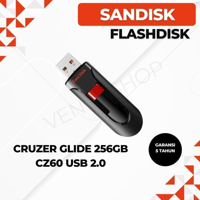 NEW SANDISK FLASHDISK CRUZER GLIDE 256GB USB 2.0 / SANDISK FLASHDISK 256GB CZ60