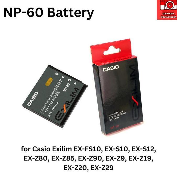 TERLARIS - Baterai Casio NP-60 Untuk Exilim EX-S10 EX-Z80 EX-FS10 EX-Z9 Dll.