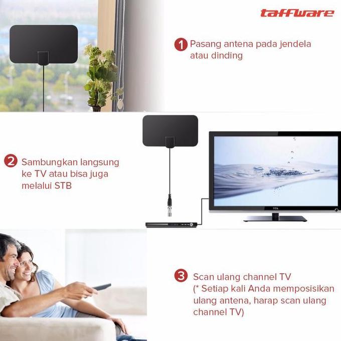 Youii- Antena Tv Indoor Digital Analog Booster Dvb-T2 Tv Hd 4K High Gain 25Db Kabel 3 Meter Full Hd 