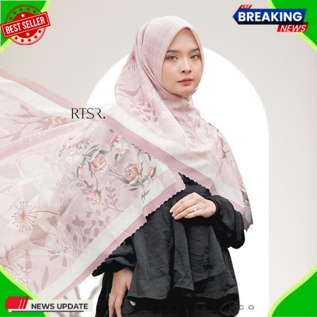 Rtsr Hijab Segiempat Voal Motif Premium Hijab Kekinian Elegan