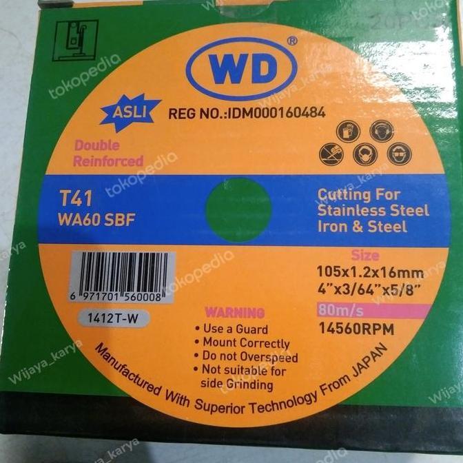 Ready WD potong 4" gerinda, mata gerinda potong besi / 1 dus isi 20 pcs