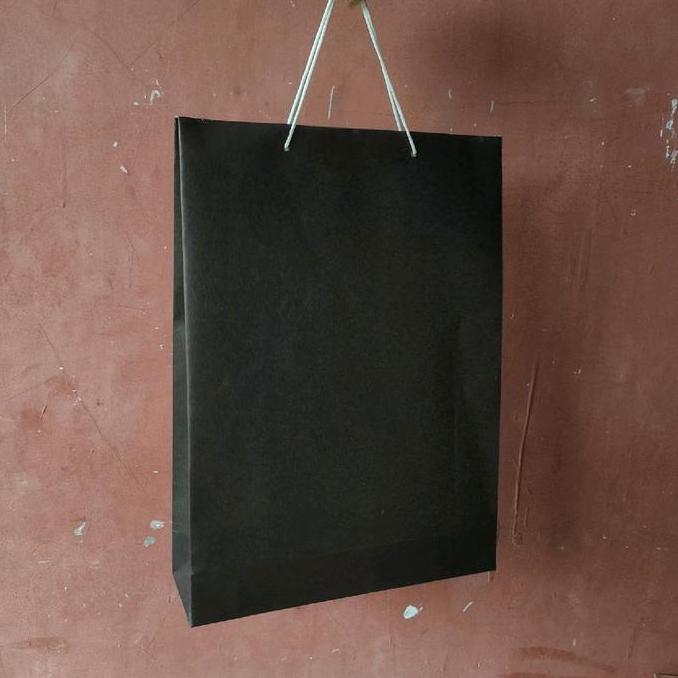 Picnpic- Paper Bag Kertas Hitam Polos Lusinan Isi 12 Pcs Ukuran Xl 30940 Cm