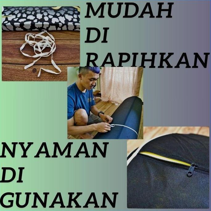 Bshomedecore - Kasur Lipat Gulung 200X150X2Cm Surpet Katun Busa Lantai Motif New Minimalis Allshop